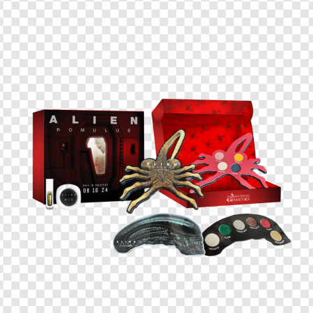 Alien merchandise, collectible figurines, horror-themed gifts, sci-fi memorabilia, Alien Romulus PNG