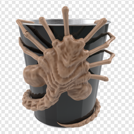 creepy creature, trash can monster, surreal art, imaginative sculpture, Alien Romulus PNG