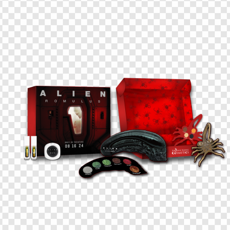 Alien merchandise, collectible items, horror themed gifts, sci-fi memorabilia, Alien Romulus PNG