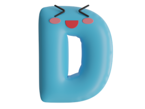 3D letter D, cute character, blue alphabet, playful design, Alphabet Lore Letter D PNG