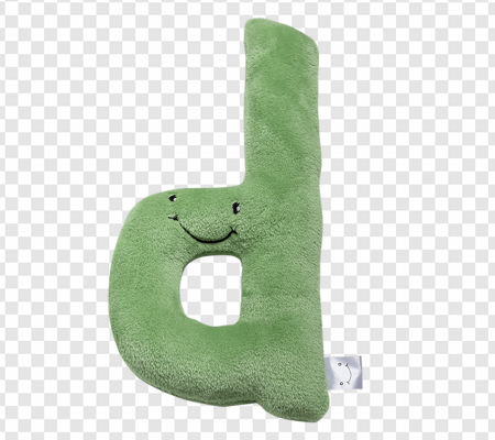 plush letter d, soft alphabet toy, green decorative letter, children's educational plush, Alphabet Lore Letter D PNG