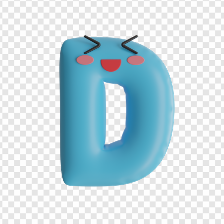 3D letter D, cute character, blue alphabet, playful design, Alphabet Lore Letter D PNG