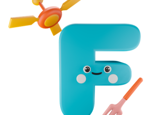 colorful letter F, playful design, educational character, animated alphabet, Alphabet Lore Letter F PNG