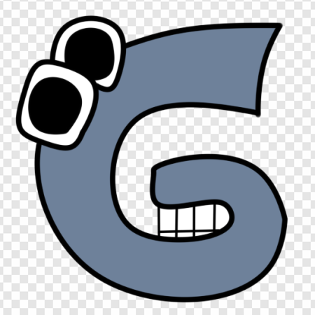 cartoon character, playful design, number six, graphic illustration, Alphabet Lore Letter G PNG