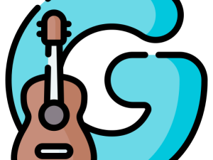 guitar icon, musical instrument, stringed instrument, music logo, Alphabet Lore Letter G PNG