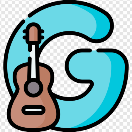 guitar icon, musical instrument, stringed instrument, music logo, Alphabet Lore Letter G PNG