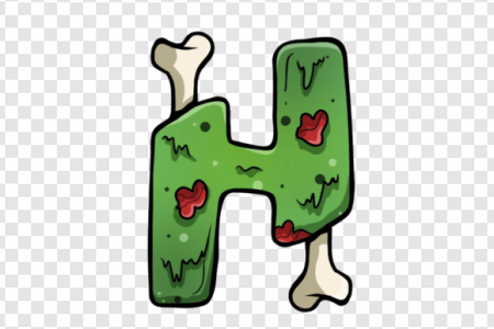 cartoon letter H, green slime design, spooky font, Halloween theme, Alphabet Lore Letter H PNG