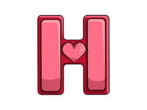 letter H, heart symbol, pink graphic, love icon, Alphabet Lore Letter H PNG