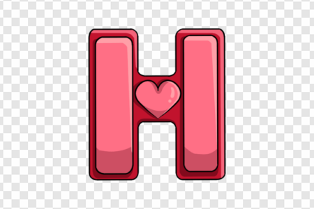 letter H, heart symbol, pink graphic, love icon, Alphabet Lore Letter H PNG