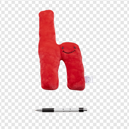 plush letter h, soft toy alphabet, red stuffed character, decorative educational item, Alphabet Lore Letter H PNG