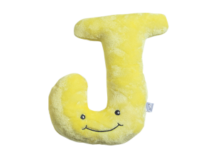 plush letter J, yellow alphabet pillow, decorative kids' room accessory, soft toy letter, Alphabet Lore Letter J PNG