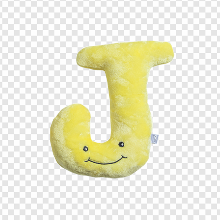 plush letter J, yellow alphabet pillow, decorative kids' room accessory, soft toy letter, Alphabet Lore Letter J PNG