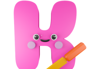 pink letter K, cartoon character, educational tool, playful design, Alphabet Lore Letter K PNG