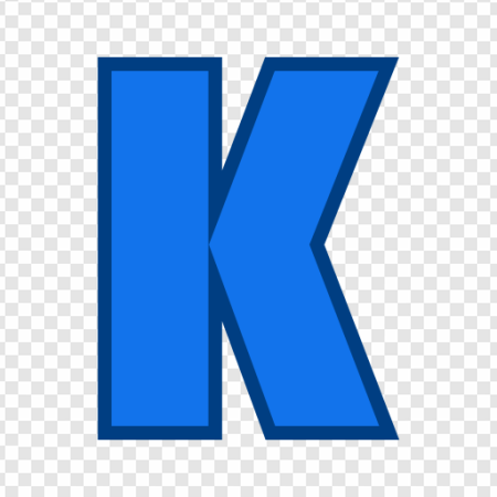 letter K, blue graphic, alphabet symbol, typography design, Alphabet Lore Letter K PNG