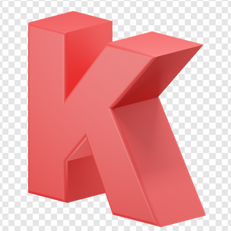 3D letter K, red geometric shape, modern typography, digital design, Alphabet Lore Letter K PNG