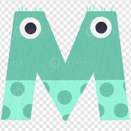 cartoon letter M, playful alphabet character, cute monster design, colorful kids typography, Alphabet Lore Letter M PNG