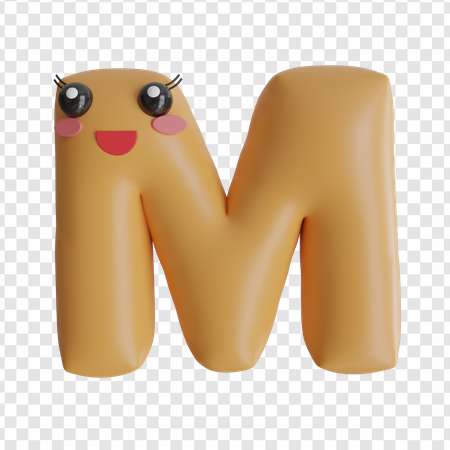 cute letter M, cartoon character, playful design, colorful alphabet, Alphabet Lore Letter M PNG