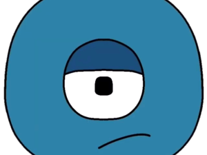 cartoon character, blue face, single eye, expressive design, Alphabet Lore Letter O PNG