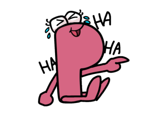 cartoon character, laughter expression, humorous design, animated sticker, Alphabet Lore Letter P PNG