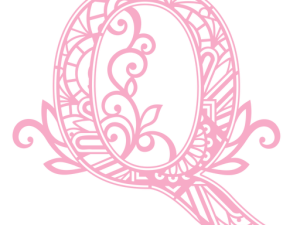 decorative letter Q, floral design, pink typography, artistic monogram, Alphabet Lore Letter Q PNG