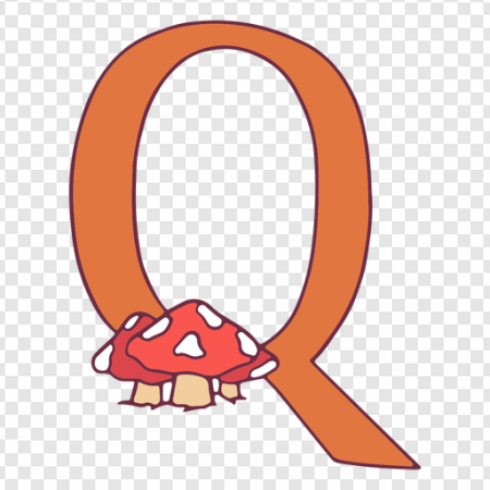 letter Q, cartoon mushroom, playful design, colorful illustration, Alphabet Lore Letter Q PNG