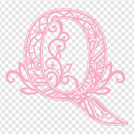 decorative letter Q, floral design, pink typography, artistic monogram, Alphabet Lore Letter Q PNG