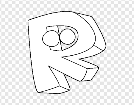 3D letter R, cartoon style, playful typography, graphic design element, Alphabet Lore Letter R PNG