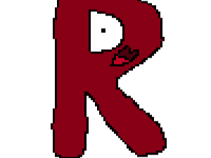 red letter, cartoon character, playful design, digital art, Alphabet Lore Letter R PNG