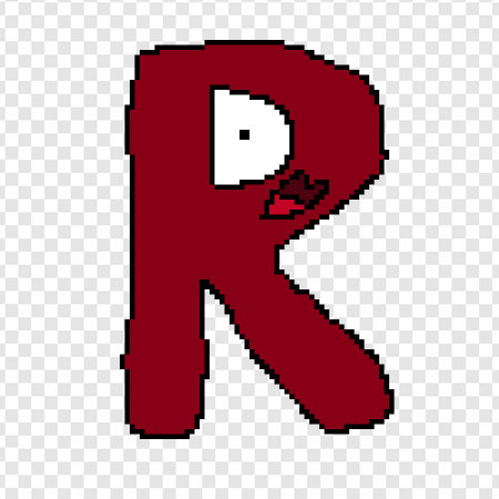 red letter, cartoon character, playful design, digital art, Alphabet Lore Letter R PNG