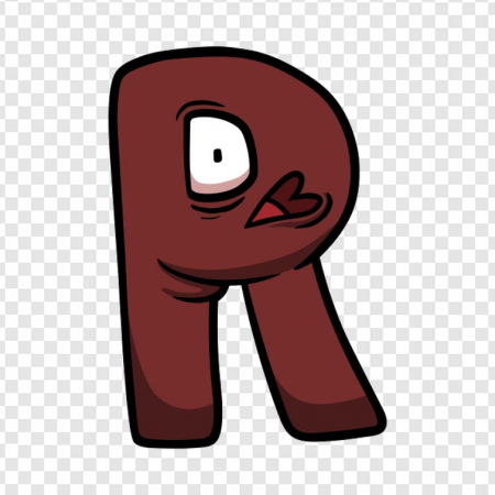 cartoon letter R, animated character, playful typography, fun design, Alphabet Lore Letter R PNG