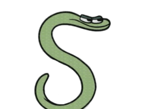 cartoon snake, green serpent, whimsical illustration, animal character, Alphabet Lore Letter S PNG