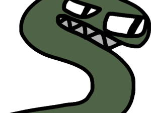 cartoon snake, green serpent, animated reptile, funny snake character, Alphabet Lore Letter S PNG