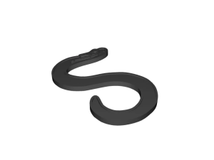 hook, black design, curved shape, versatile tool, Alphabet Lore Letter S PNG