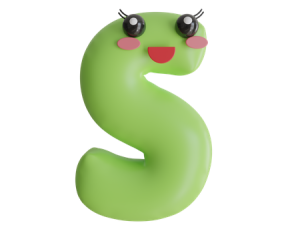 playful letter S, cartoon character, green alphabet, cute typography, Alphabet Lore Letter S PNG