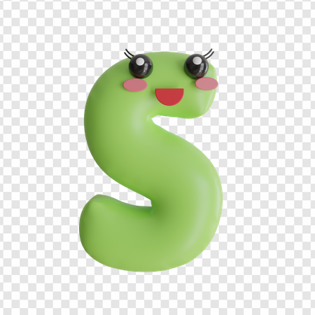 playful letter S, cartoon character, green alphabet, cute typography, Alphabet Lore Letter S PNG