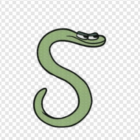 cartoon snake, green serpent, whimsical illustration, animal character, Alphabet Lore Letter S PNG