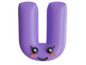 cute letter U, purple character, smiling alphabet, playful design, Alphabet Lore Letter U PNG