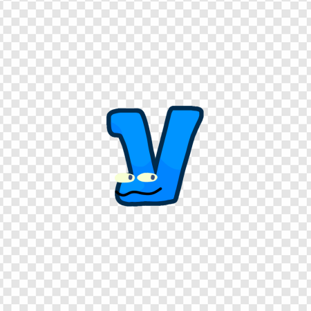 blue letter V, cartoon character, playful design, educational tool, Alphabet Lore Letter V PNG