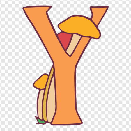 letter Y, cartoon mushroom, colorful alphabet, playful design, Alphabet Lore Letter Y PNG