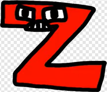 cartoon letter Z, bold red character, playful typography, animated alphabet, Alphabet Lore Letter Z PNG