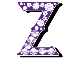 decorative letter Z, floral design, purple typography, artistic alphabet, Alphabet Lore Letter Z PNG