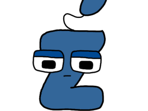 cartoon character, blue illustration, expressive face, graphic design, Alphabet Lore Letter Z PNG