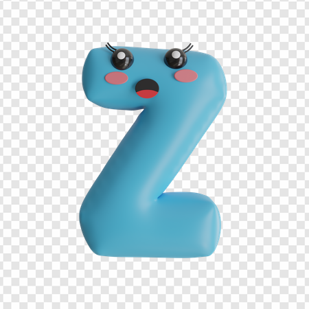 playful letter Z, cute alphabet character, 3D blue letter, animated typography, Alphabet Lore Letter Z PNG