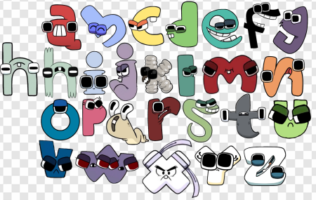 animated letters, creative typography, cartoon characters, playful fonts, Alphabet Lore Letters A to Z PNG