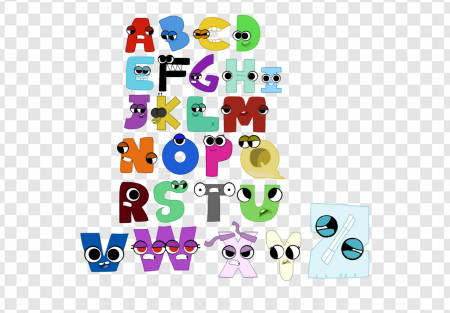 colorful alphabet characters, animated letters, playful typography, educational illustration, Alphabet Lore Letters A to Z PNG