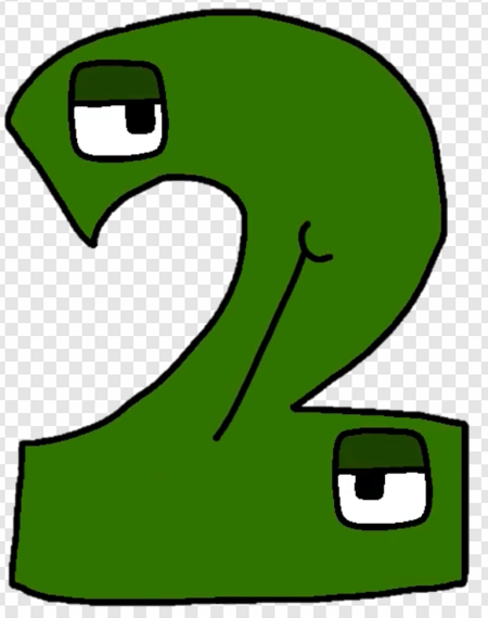 cartoon number two, green character illustration, playful design, animated numeral, Alphabet Lore Number 0 to 9 PNG