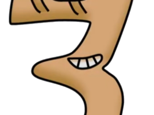 cartoon number three, animated digit, playful character, smiling numeral, Alphabet Lore Number 0 to 9 PNG