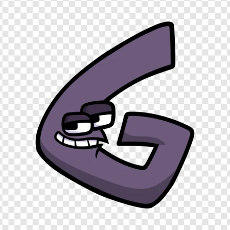 cartoon letter G, animated character, playful design, purple typography, Alphabet Lore Number 0 to 9 PNG