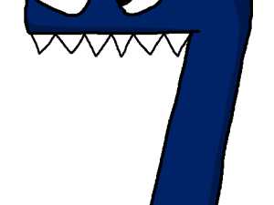 number seven, blue character, cartoon monster, animated figure, Alphabet Lore Number 0 to 9 PNG