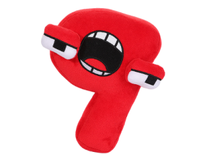 plush toy number seven, red character plush, animated number figure, soft toy collection, Alphabet Lore Number 0 to 9 PNG